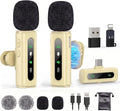 USB C Lavalier Microphone Wireless Mini Mic for Type-C Android Phone/Tablet/PC Video Recording Clip-on Mics with Rotatable Clip&Denoise Recording, Ideal for Vlog Tiktok Youtube Content Creator, Beige by GoorDik