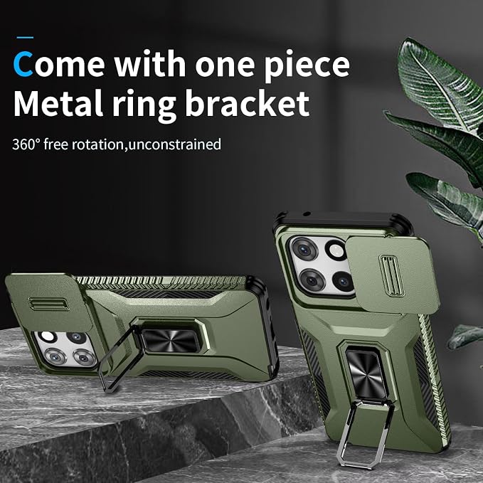 for Moto G Stylus 2025 Case,with Sliding Camera Lens Cover,HD Screen Protector,360° Rotating Kickstand, Military-Grade Shockproof Protective Cover for Motorola G Stylus 5G 2025,Army Green - Image 3