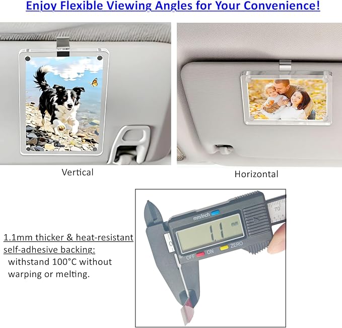 4-Pack Car Sun Visor Photo Clips 2.4x3.5", Magnetic Acrylic Picture Holder | Clear Magnetic Picture Holder Resists 212°F/100°C Heat, Clips to Car Sun Visor, Personalized Photo Frame Gifts for Car Lovers - Image 4