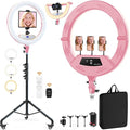 22" Foldable Ring Light with Stand for iPhone ipad, 75" Tripod with Wheels 50W 6500K LED Display/2 USB Ports Large Ringlight Rolling, Tattoo Barber Makeup Studio Video Photography Lighting(Pink) by MACTREM