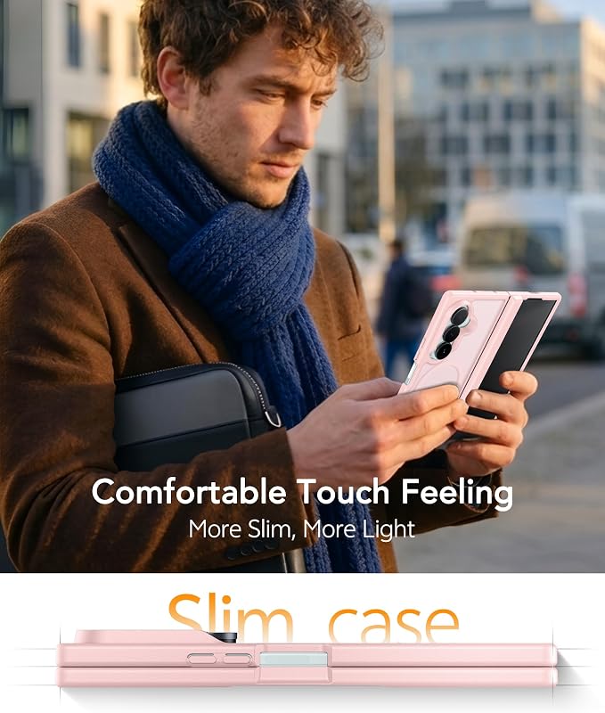 FNTCASE for Samsung Galaxy Z Fold 7 Case, Hinge Protection, Fit for Magsafe | with Screen Protector, Translucent Matte Magnetic Back, 18FT Military Grade Drop Proof, Protective Phone Cover, Light Pink - Image 7
