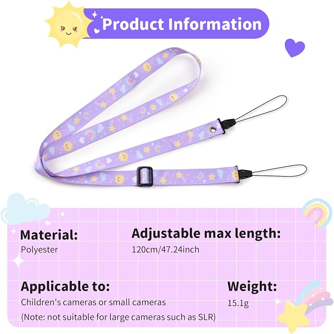 VOVMOEYA Camera Strap for Cute Camera,Camera Lanyard Neck Strap for mini Camera,Cute Camera Strap for Fujifilm mini Camera - Image 5