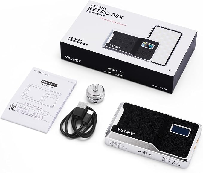 VILTROX 6000mAh On Camera LED Light, APP Control RGB Video Light | RGB Portable LED Photography Lighting, Led Camera Light Panel for Video Recording (Retro 08X) - Image 4