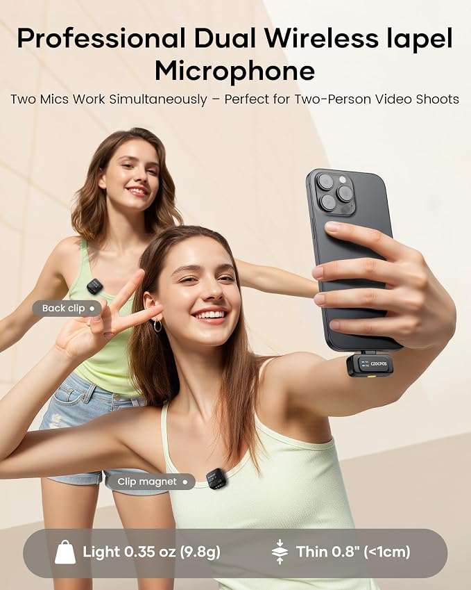 Wireless Lavalier Microphone for iPhone iPad Android with Charging Case,Lapel Mic with Noise Reduction,56H Battery Life, 164ft Range,Mini Microphone for Video Recording,YouTube,Vlog,Live Streaming - Image 8