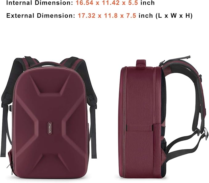MOSISO Camera Backpack, DSLR/SLR/Mirrorless Photography Camera Bag | 15-16 inch Waterproof Hardshell Case with Tripod Holder&Laptop Compartment Compatible with Canon/Nikon/Sony, Wine Red - Image 7
