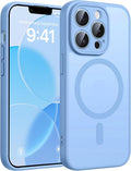FNTCASE for iPhone 13 Pro Max Case, Fit for Magsafe, Full Camera Protection | Translucent Matte Magnetic Phone Back, 14FT Military Grade Drop Proof, Slim Shockproof Protective Cover, Light Blue by FNTCASE