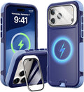 Follaroma Magnetic for iPhone 17 Pro Max Case with Camera Stand,Blue-Purple | Built-in Glass Camera Cover Stand,Compatible with MagSafe,Heavy Duty Shockproof Protective,Military-Grade Anti-DropDual Case by Follaroma