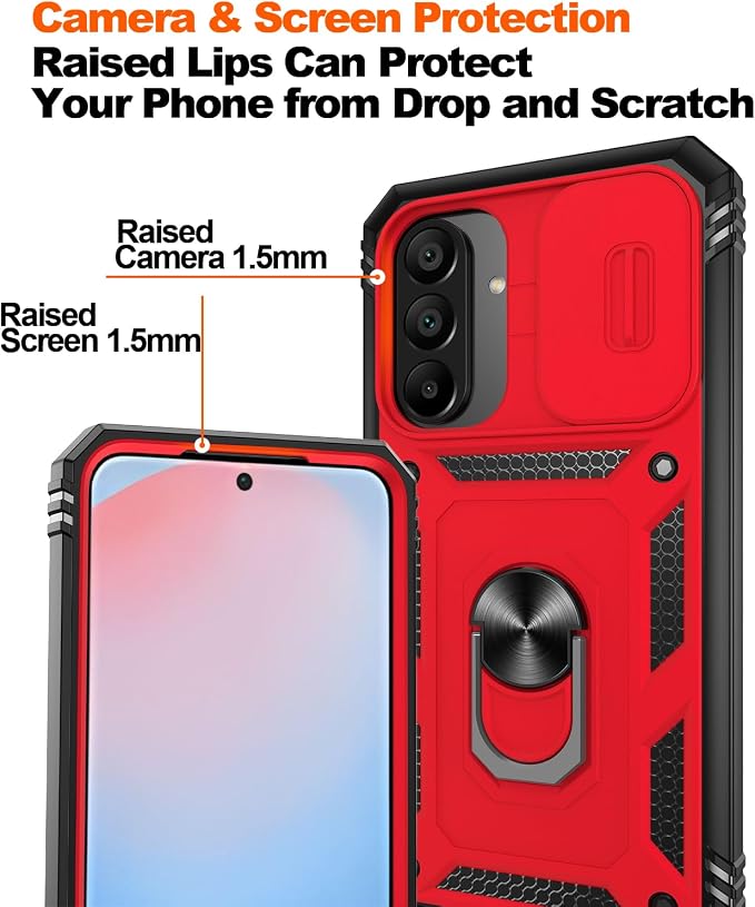 Gritup for Samsung A56 Case: Case Samsung-A56 with 2*Screen Protector, Magnetic Stand & Slide Camera Cover, Shock Proof Military-Grade Funda para Galaxy A 56 Cover, Red+Black - Image 4