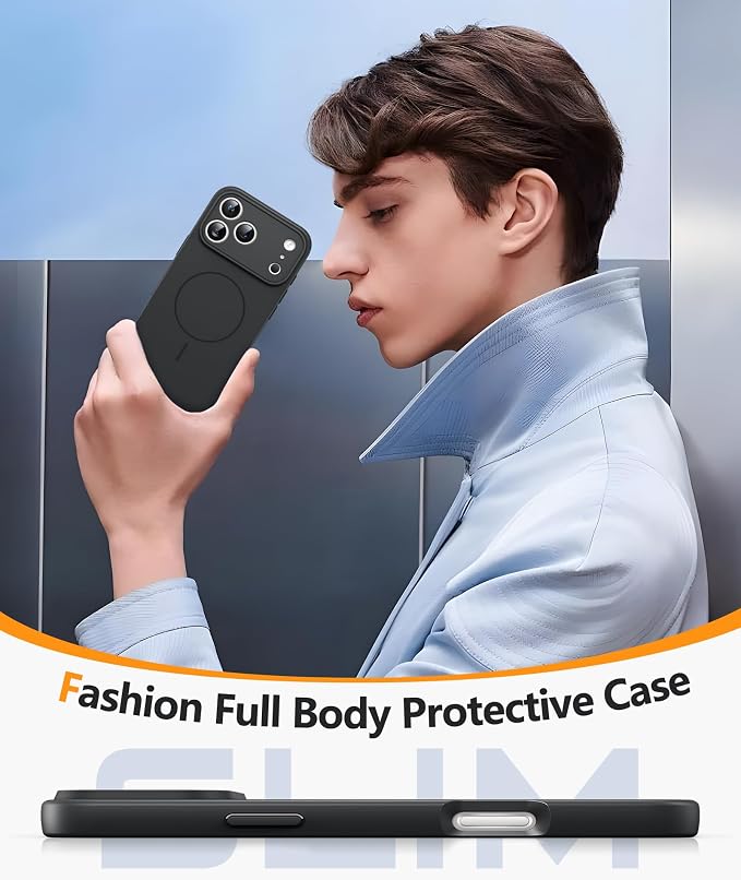 FNTCASE for iPhone 17 Pro Case, Fit for Magsafe, Screen Protector | Full Camera Protection, Integrated Silicone, 14FT Military Grade Drop Proof, Shockproof Protective Phone Cover, Full Black - Image 8