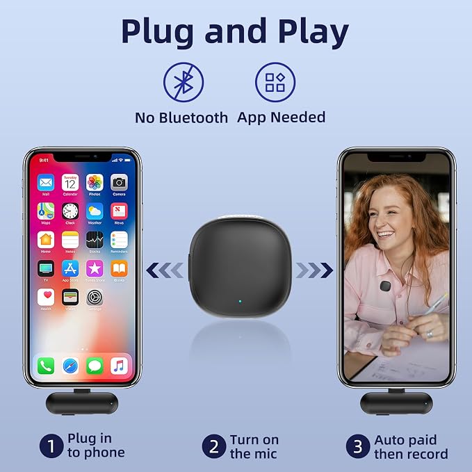 NPTCL Mini Wireless Microphone USB C for iPhone 17 16 15 iPad Android Phone | AI Noise Cancelling Clip on Lavalier Mic, 35H Charging Case, 328Ft Transmission for Video Recording Vlogging Podcasting - Image 5