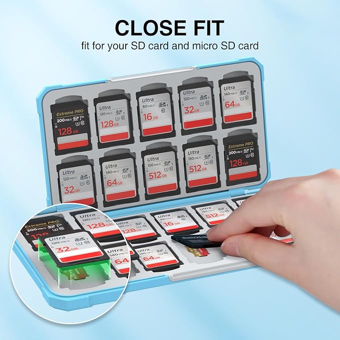 HEIYING SD Card Holder with 40 Precise Slots for SDXC SDHC Micro SD Cards | Portable SD Card Case, Hard ABS Shell with Soft Silicone Lining, Precise Card Slots,Magnetic Closure for Neat Storage - Image 3