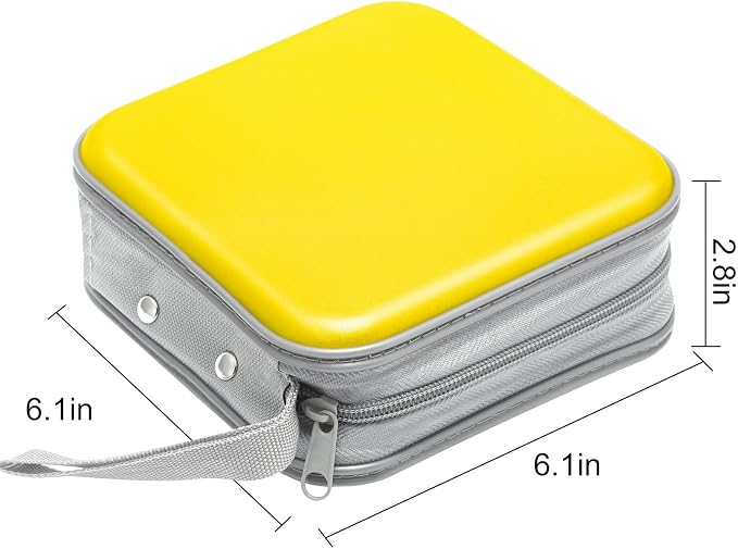 Siveit DVD Case CD Case Holders DVD Binder Wallet Hard Plastic 48 Capacity CD/DVD Disc Cases Storage Binder for Car Home Office Travel (Yellow) - Image 6