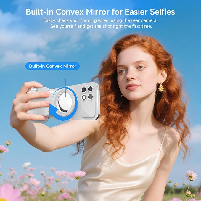 Magnetic Selfie Light & Phone Camera Grip with Detachable Wireless Shutter, Ergonomic Fun Shot Grip for iPhone & Android, Supports Native Camera, Tripod Mount, Portable Creator Kit - Image 7
