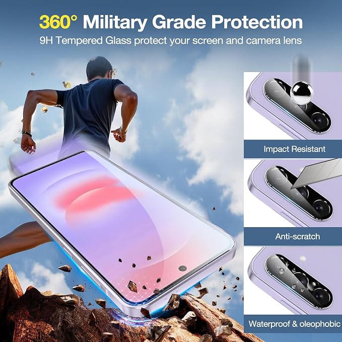 2+2 Pack for Samsung Galaxy A37 5G Screen Protector & Camera Lens Protector, Ultra HD Tempered Glass with Easy Installation Frame, Anti-Fingerprint, Anti-Scratch, Case Friendly, Bubble Free | 2+2 Pack, Ultra HD Tempered Glass, Anti-Fingerprint, Anti-Sc... - Image 5