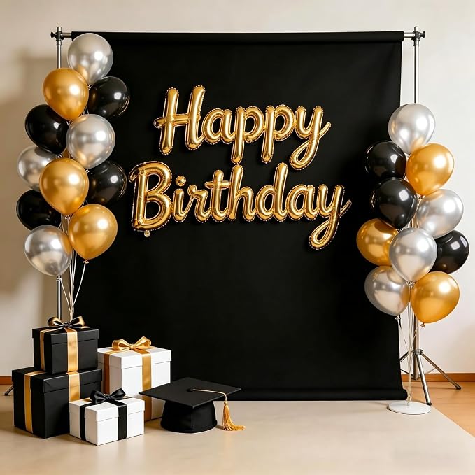 10x7 FT Black Backdrop for Photography, Polyester Fabric Background | Pure Black Photo Backdrop Curtain, Collapsible Seamless Screen for Photoshoot Portraits, Party, Video Studio - Image 2