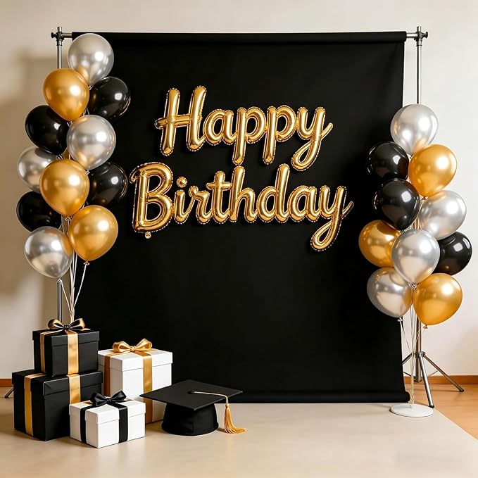10 x 8 FT Black Backdrop for Photography, Polyester Fabric Background | Pure Black Photo Backdrop Curtain, Collapsible Seamless Screen for Photoshoot Portraits, Party, Video Studio - Image 2