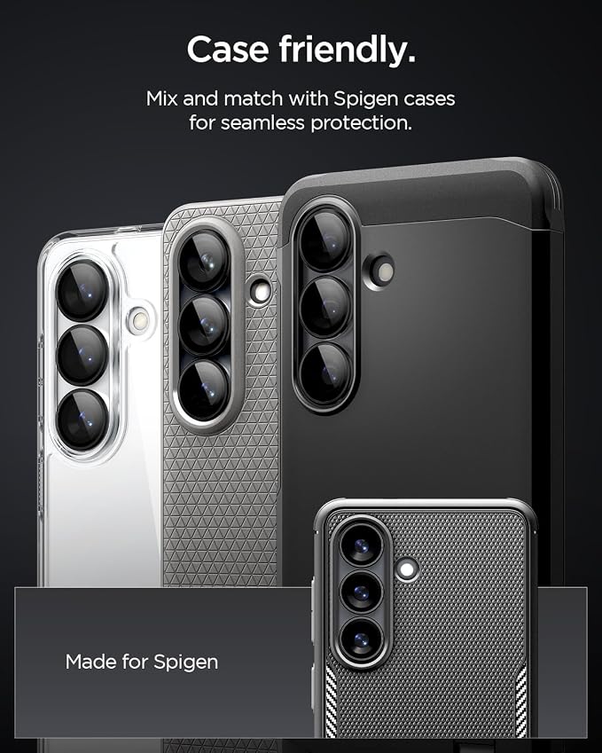 Spigen Camera Lens Protector for Galaxy S26 - Black [2 Pack] | GlasTR EZ Fit Optik Pro, 9H+ Tempered glass, Scratch resistant, Original photo quality, Auto-align tray, Case-friendly - Image 8