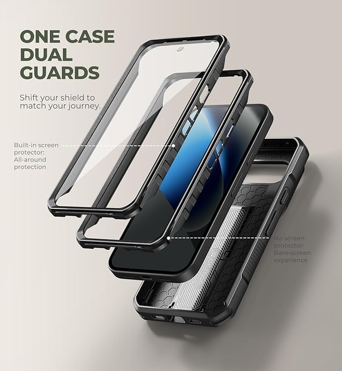 Dexnor for Google Pixel 10a Case with Slide Camera Cover & 2 Front Frames & Built-in Screen Protector & Kickstand, Full-Body Shockproof Protective Cover Heavy-Duty Rugged Bumper Cases,Black(2026) - Image 5