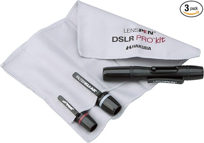 Hakuba KMC-LP23BKTP Maintenance Supplies, Lens Pen Pro Kit Plus, Black, Set of 3 + Head Spare + Storage Fiber Cloth, Pen Type Cleaner by HAKUBA