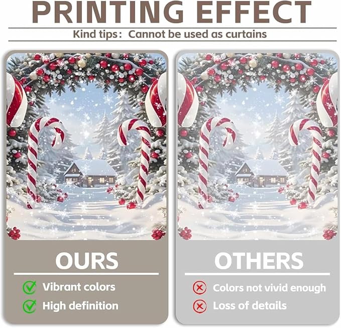 Winter Christmas Cane Candy Photography Backdrop 10x10ft | Xmas Snow Scene Christmas Tree Background, New Year Eve Party Decorations Banner, Winter Holiday Photo Studio Props, Vinyl - Image 3