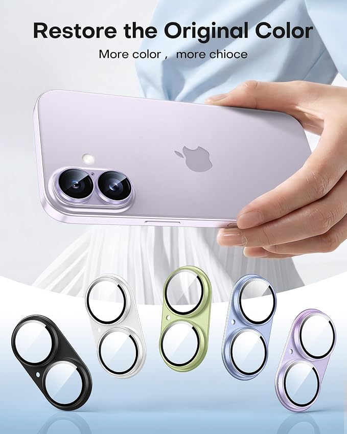 TAURI 2 Pack for iPhone 17 Camera Lens Protector, Lavender | Full Coverage Military-Grade Shatterproof, Upgrade AR Anti-Reflection Ultra Clear Transmission & Case Friendly - Image 7