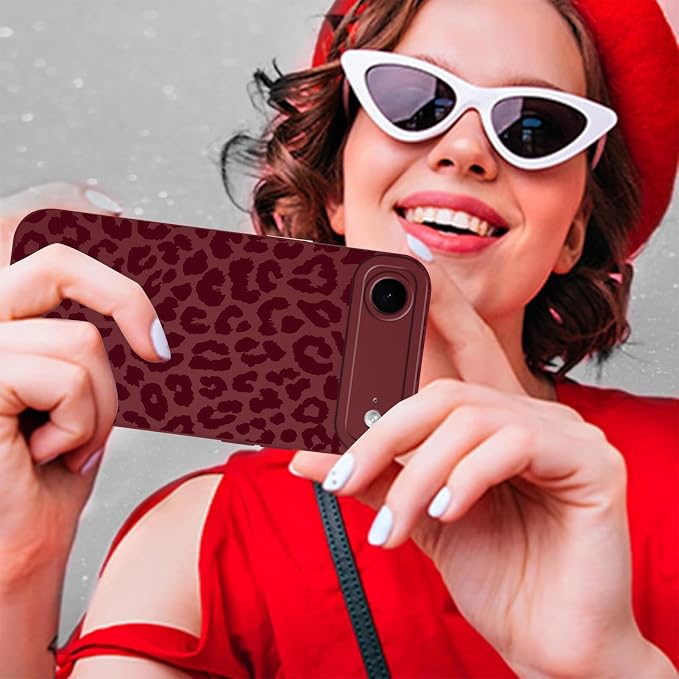 Cute Burgundy Cheetah Print Phone Case for iPhone Air 6.5" | Aesthetic Leopard Pattern Design Cover Full Camera Lens Protective Shockproof Soft Slim TPU Funda for Women Girls - Image 8