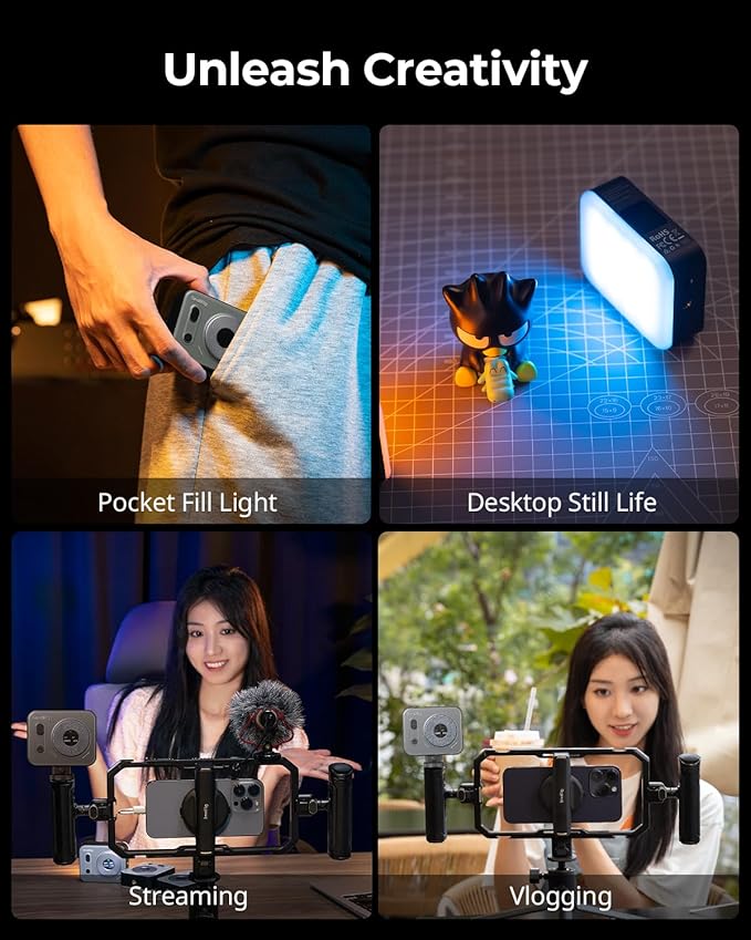 SMALLRIG P96 Pro Mini LED Video Light, Portable Photography Camera Light | Bi-Color 2500-6500K CRI95+, 1500mAh, LCD Screen, 5 Effects, Cold Shoe Fill Light Accessories for Content Creator, Streaming - Image 6