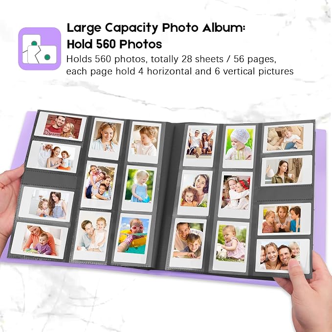 Veicevol 560-Pockets Album for Instax Mini & Polaroid 2x3 in Photos, Purple | Designed for Fujifilm Instax Mini and Polaroid 2x3 Photos, Holds Up to 560 Pictures for Secure Storage and Easy Viewing - Image 7