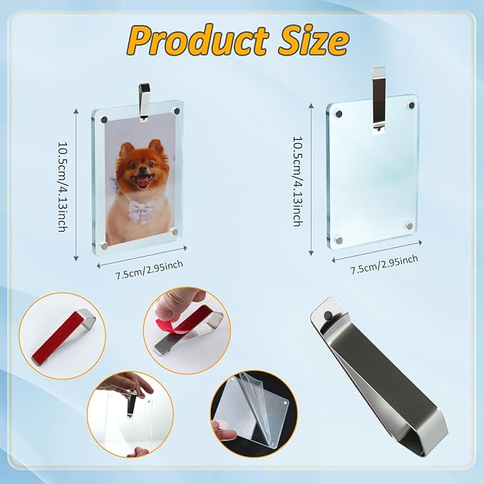 2Pcs Car Picture Holder, Acrylic Magnetic Visor Photo Clip | Personalized Picture Frame, Horizontal Vertical Display, Decorate Your Car Visor Clip with Family & Personal Photos (2.95×4.1 - Image 3