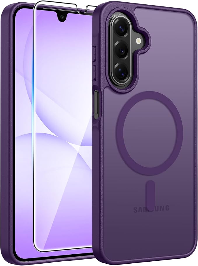FNTCASE for Galaxy A17/A16 5G Phone Case, Fit for Magsafe, Screen Protector | Translucent Matte, 14FT Military Grade Drop Protection, Slim Shockproof Protective, for Samsung A 17 A 16 Cover, Purple by FNTCASE