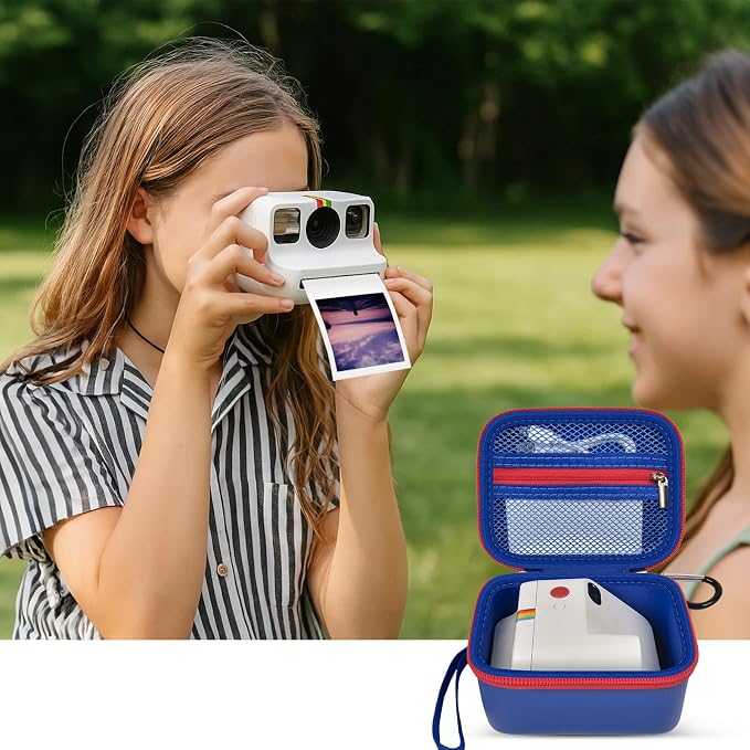 ANKHOH Case for Polaroid Go Gen 2/3, for Polaroid Go 9035/9071/9070 | PU shell with padded interior and removable wrist strap stores film, photos and cables, Case Only - Image 6