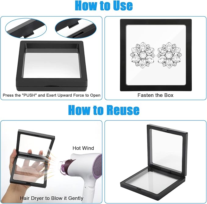 Linkstyle 10PCS Challenge Coins Display Stand Holder, 3D Floating Frame Transparent PE Floating Display Case, Jewelry Storage Box Suspension Frame for Medal, Medallion, Stamps - Image 5