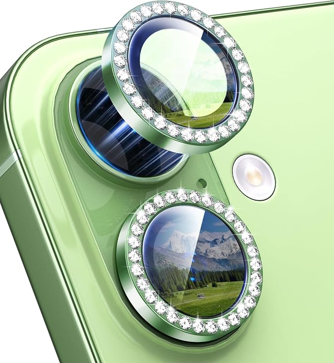 for iPhone 17 Camera Lens Protector Cover Bling Diamond, Green | Individual Metal, 9H Hardness, Scratch Resistant, Shockproof, Drop Protection, Case Friendly, Stylish Accessories by Xfilm