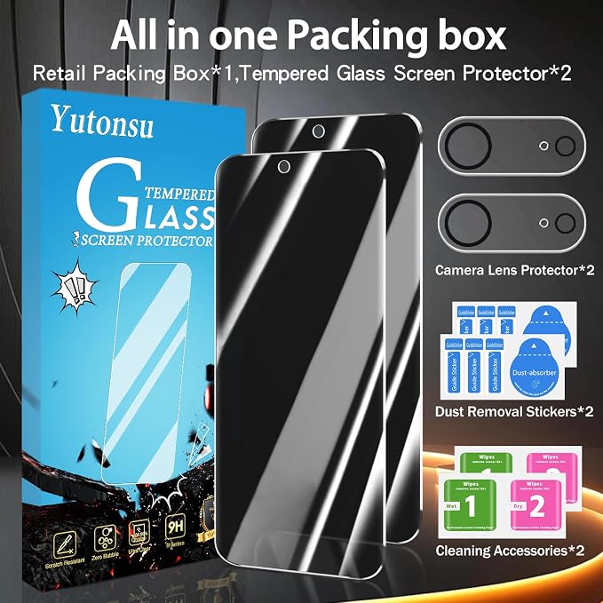 2+2 Pack Privacy Screen Protector for iPhone 17 Air 6.5-Inch | with Camera Lens Protector, Anti-Spy Tempered Glass Film, Easy Installation, 9H Hardness, Case Friendly - Image 8