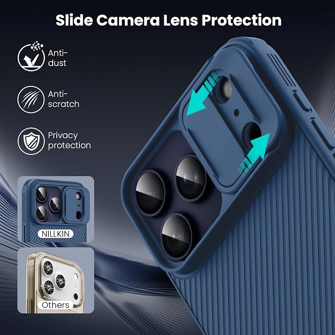 Nillkin for iPhone 17 Pro Max Case with Slide Camera Cover & Thin Slim Fit | Shockproof Protective | Protector Privacy | Phone Case Camera Lens Protector, Blue - Image 2