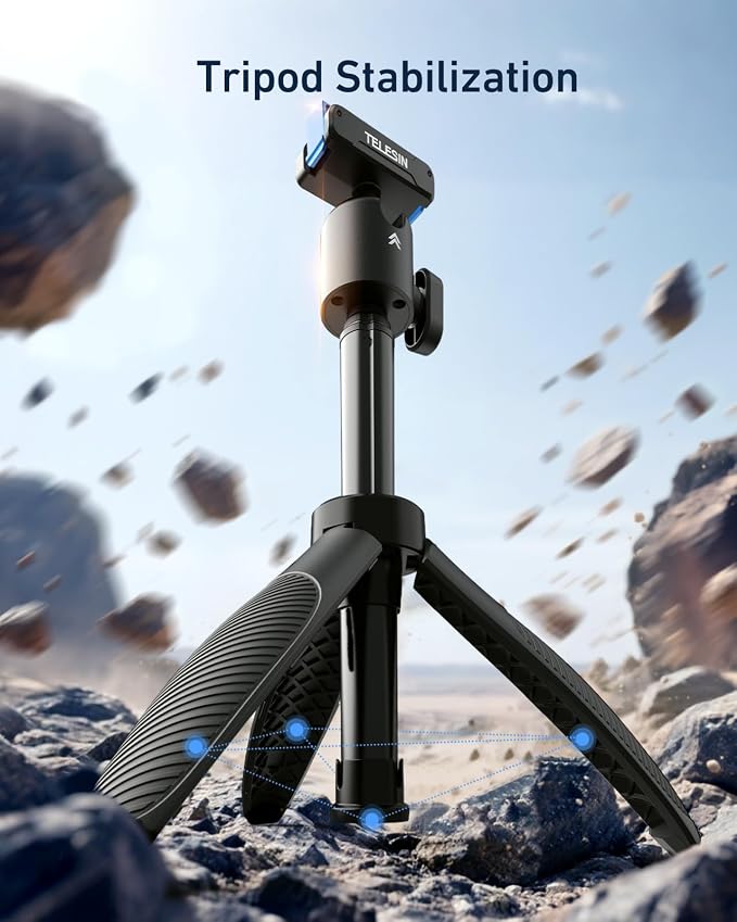 TELESIN 40cm/15.7in Mini Selfie Stick Tripod for DJI Osmo Action 5 Pro/4/3 | Magnetic Quick Release, Anti-Slip Handle Grip, 360° Ball Head, Portable Vlog Extended Pole for DJI Action Camera Accessories - Image 6