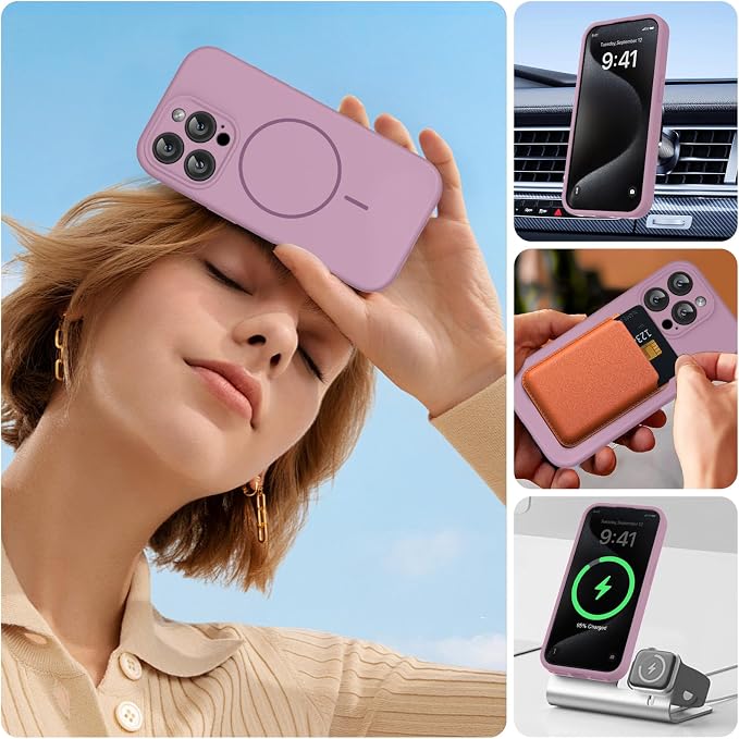 Miracase Magnetic for iPhone 15 Pro Case, Silicone, Soft Microfiber Lining - Image 6