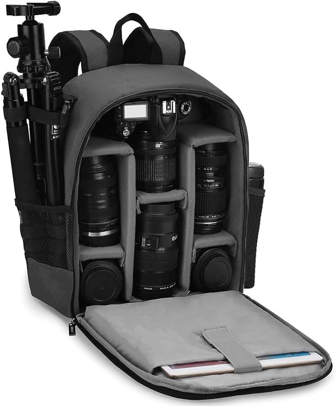 CADeN Camera Backpack Bag Professional for DSLR/SLR Mirrorless Camera Waterproof, Camera Case Compatible for Sony Canon Nikon Camera and Lens Tripod Accessories Gray by CADeN