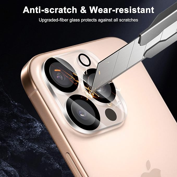 Camera Lens Protector (3 Pack) Compatible with iPhone 16 Pro 6.3" & iPhone 16 Pro Max 6.9" Camera Lens Cover Protection, 9H Tempered Glass, HD Clear Anti-Scratch [Black Edge] - Image 2