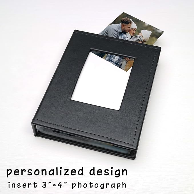 Small Photo Album 4x6, Pack of 2 Leather Photo Book, Each Mini 26-Page Album Holds 52 Photos, Art Presentation Folder for Postcards & Picture Storage - Image 2