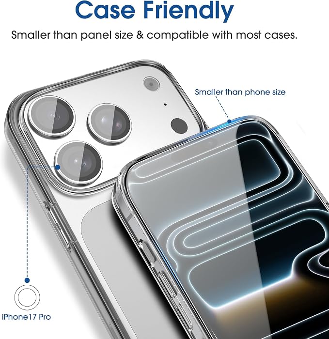 amFilm OneTouch for iPhone 17 Pro Screen Protector 6.3'' Tempered Glass | Auto-Alignment, 30s Install, Bubble Free, Scratch & Drop Protection, HD Clear, Camera Lens Protector[2+2 Pack] (17P-6.3'') - Image 7