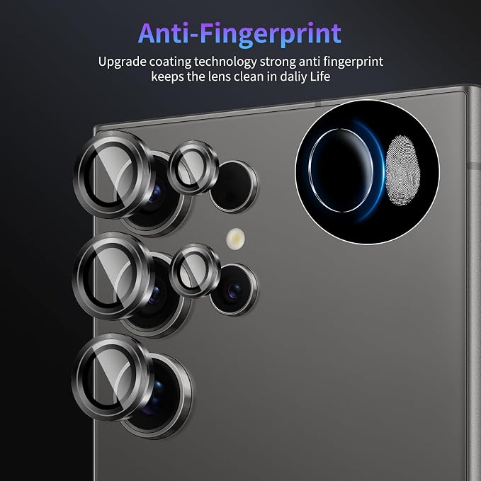Camera Lens Protector for Samsung Galaxy S24 Ultra,1 Pack | Tempered Metal Glass Camera Cover Film,HD Clear,Anti-Scratch Lens Screen Protector Film,Case Friendly,Black Titanium - Image 6