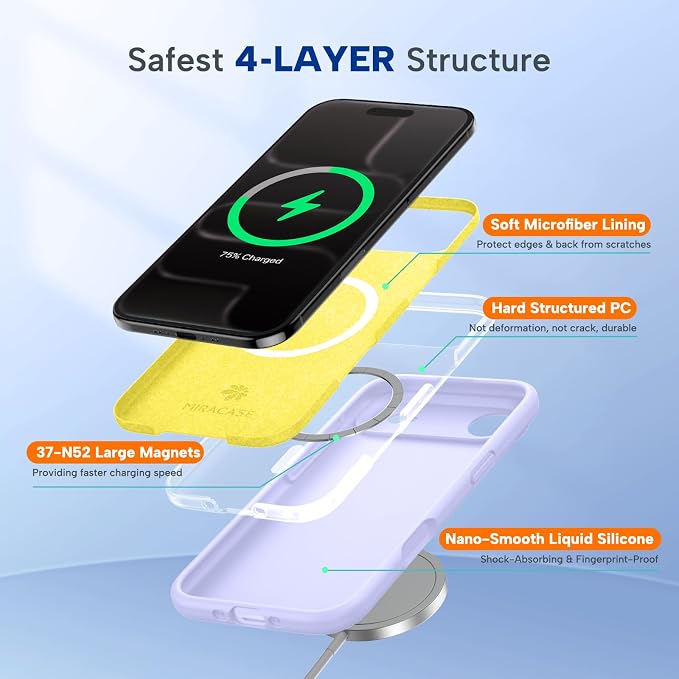 miracase Magnetic for iPhone Air Case, Compatible with MagSafe, Integrated Silicone Camera Control Cover, 3.0mm Thicken Shockproof Drop Protection Phone Case for 17 Air,Light Purple - Image 4