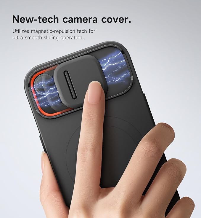 SURITCH for iPhone 15 Case with Magnetic Camera Slide Cover and Adjustable Kickstand, Compatible with MagSafe, Shockproof Bumper Case Slim Protective Cover 6.1 Inch, Black - Image 4