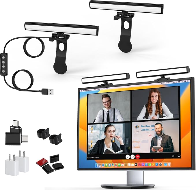Video Conference Lighting, Monitor Light Bar, Eye-Caring Computer Light, Screen Light Bar,Webcam Streaming Lights, Zoom Lighting for Computer, Replaces Ring Light for Zoom Meetings by Hagibis