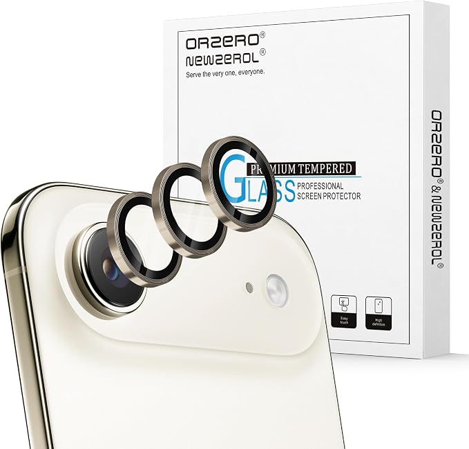 Orzero (3 Pack) Camera Lens Protector Compatible for iPhone Air 2025 / iPhone 17 Air, Protector de Cámera Individual 3D Alloy Metal Ring Glass Cover CD Pattern Case Friendly - Gold by JumpIntoOrzeroLet%E2%80%99sExploreLikeNeverBefore