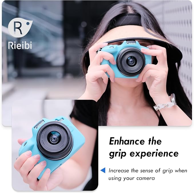 Rieibi EOSR50 EOS R50 Case, Soft Silicone Protective Case for Canon EOS R50 EOSR50 Vlogging Camera, Lightweight EOS R50 Camera Case Grip Cover Body Skin - Light Blue - Image 7
