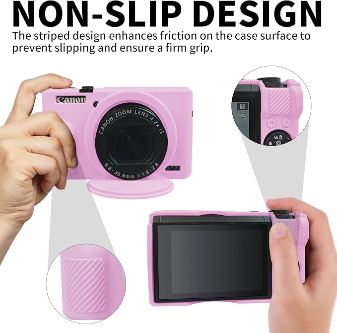 Easy Hood Camera Case for Canon Powershot G7X Mark III Camera(Light Pink) | With Removable Lens Cover,Soft Silicone Protective Case,Anti-Scratch,Slim Fit,Enhanced Grip,Lightweight Camera Accessories - Image 3