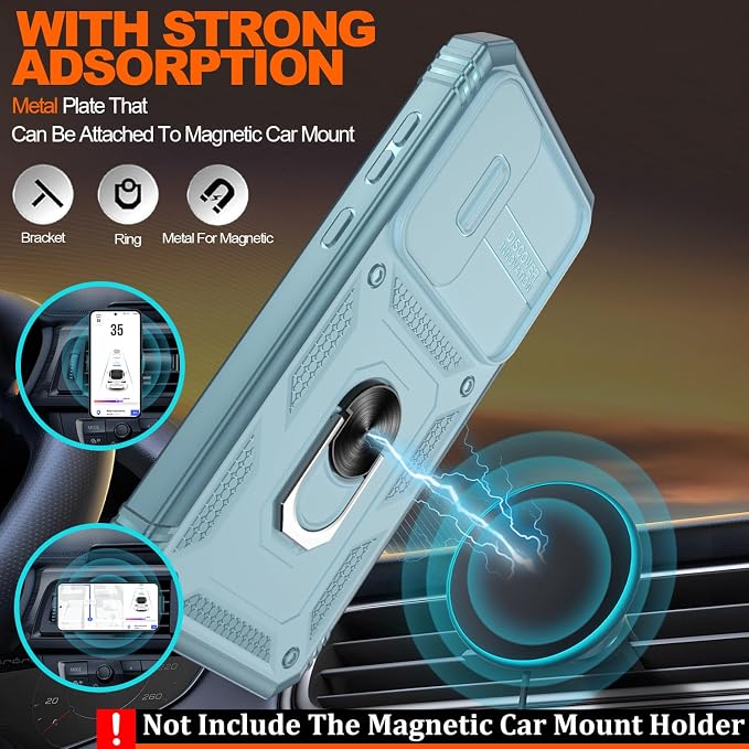 Gritup for Galaxy A35 5G Case Military-Grade Shockproof with Kickstand | with 2 PCS Screen Protector, Slide Camera Cover, Heavy Duty Outdoor Protection Funda para A 35 Phone Cover, Green - Image 5