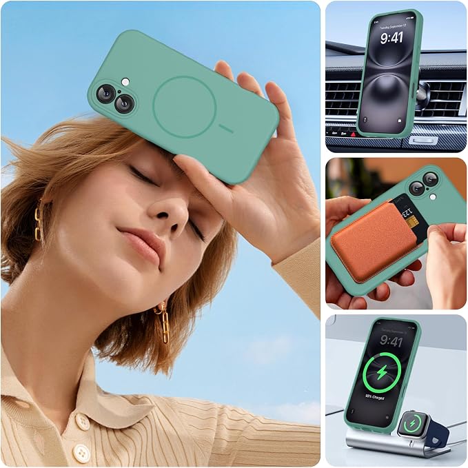 Miracase Silicone & Magnetic for iPhone 16 Case, Midnight Green | Compatible with MagSafe, Anti-Scratch Microfiber Lining, Liquid Silicone Case Shockproof Drop Protection Phone Case for 16 - Image 6